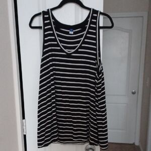 Old Navy Black and White Striped Tank Top
